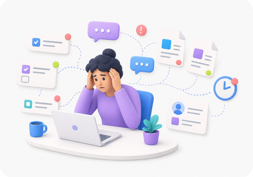 Scattered work illustration